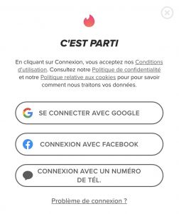 Connexion sur Tinder