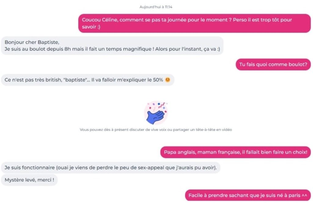 Conversation Meetic Céline