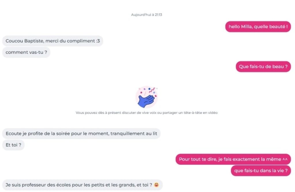 Conversation Meetic Milla