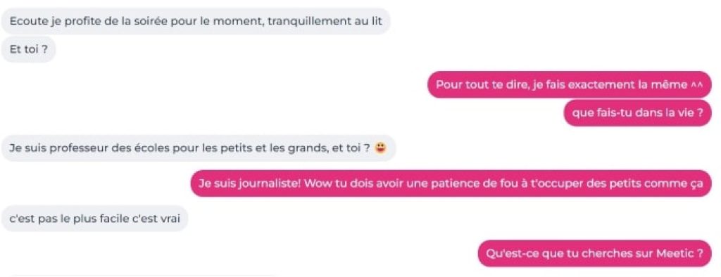 Conversation Meetic Milla