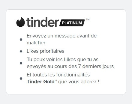 les prix de tinder platinum l'abonnement le plus cher