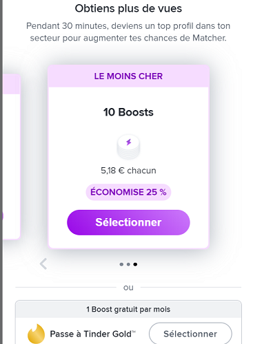 combien ça coute un boost tinder ?
