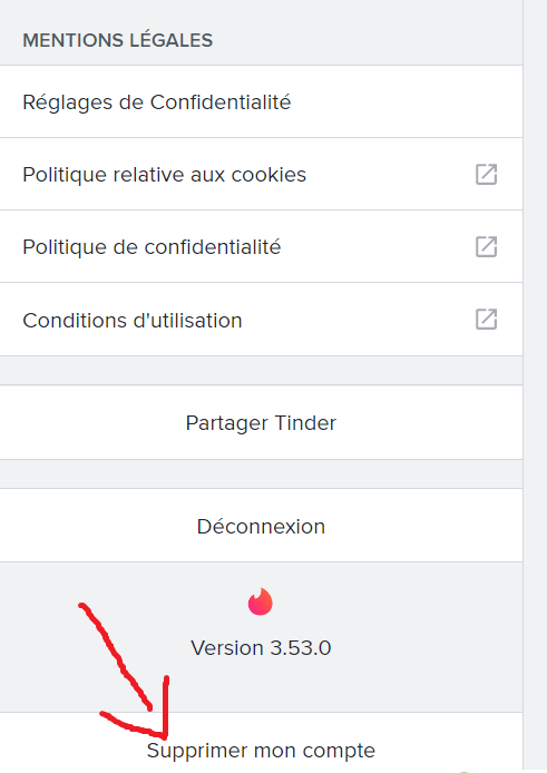 supprimer compte tinder