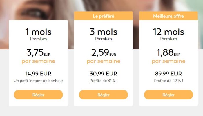 tarif abonnement Premium Lovoo